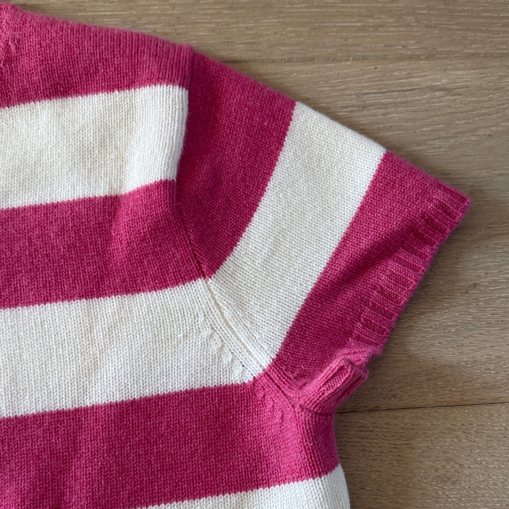 J. Crew Pink and White Striped Crew Neck 100% Cashmere Sweater - Picture 4 of 5